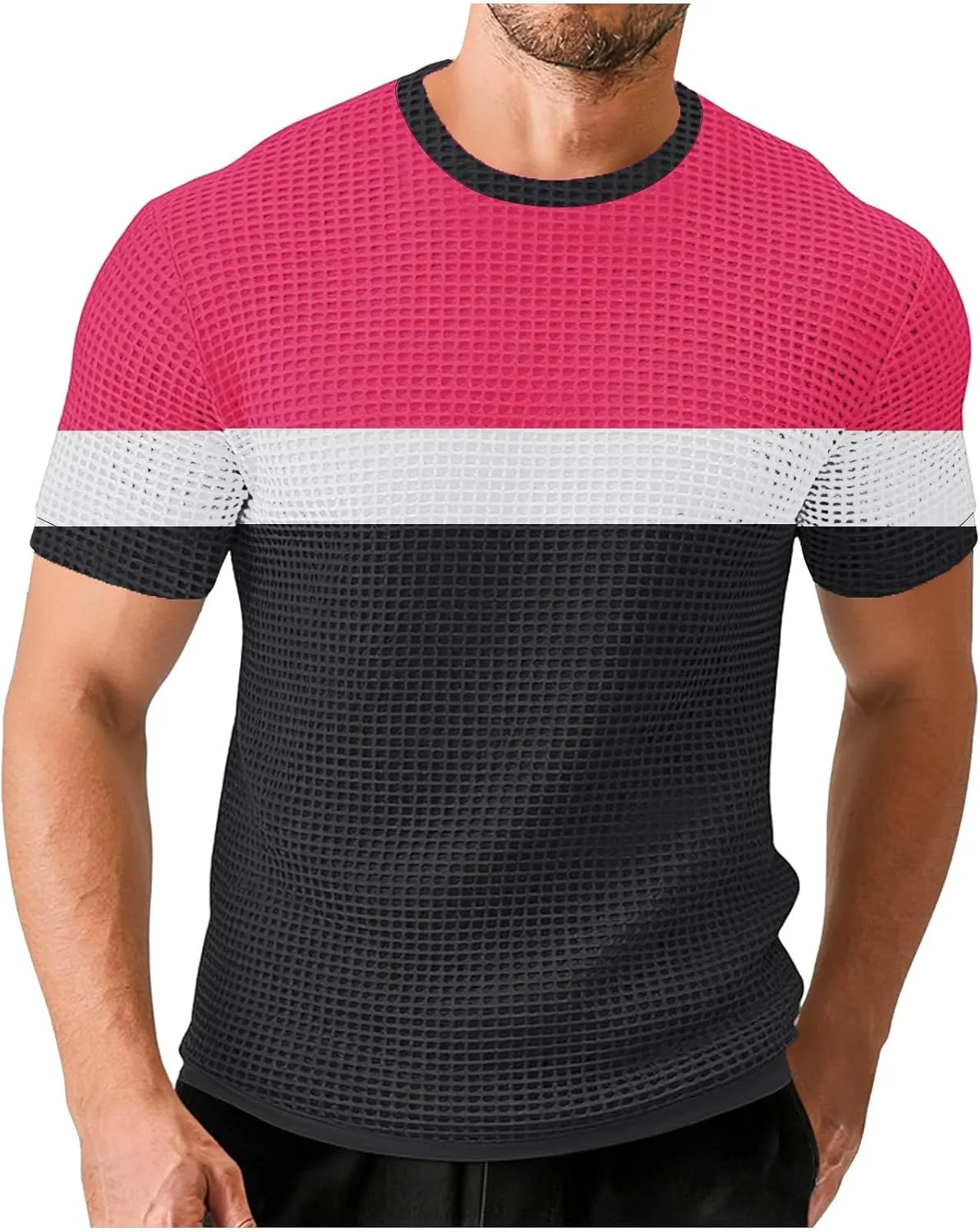 

Мужская полосатая футболка с коротким рукавом Waffle Knit Sdeycui