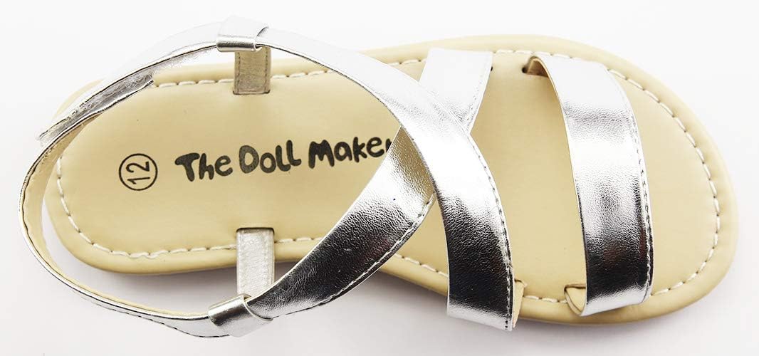 Сандалии с открытым носком и ремешком от The Doll Maker, Metallic Silver — фото 4