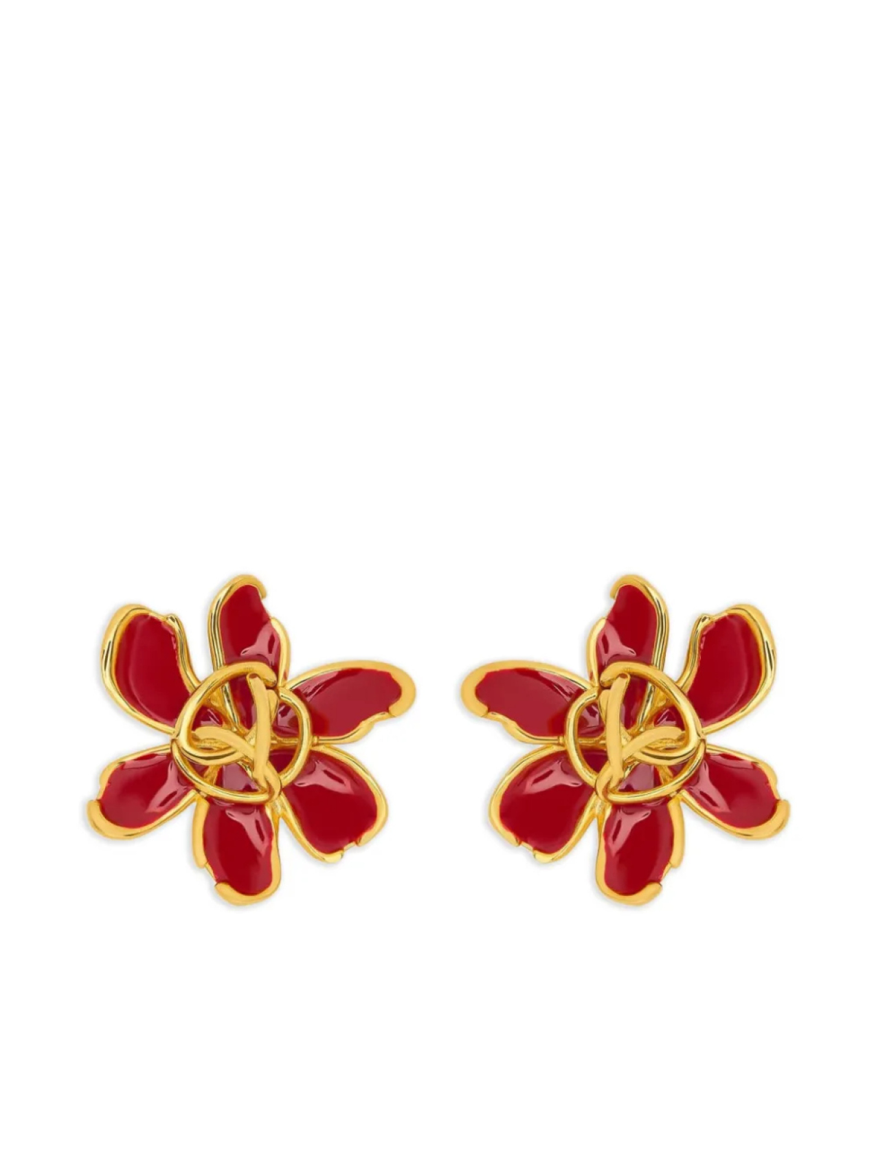 

Oscar de la Renta серьги в форме цветка, красный