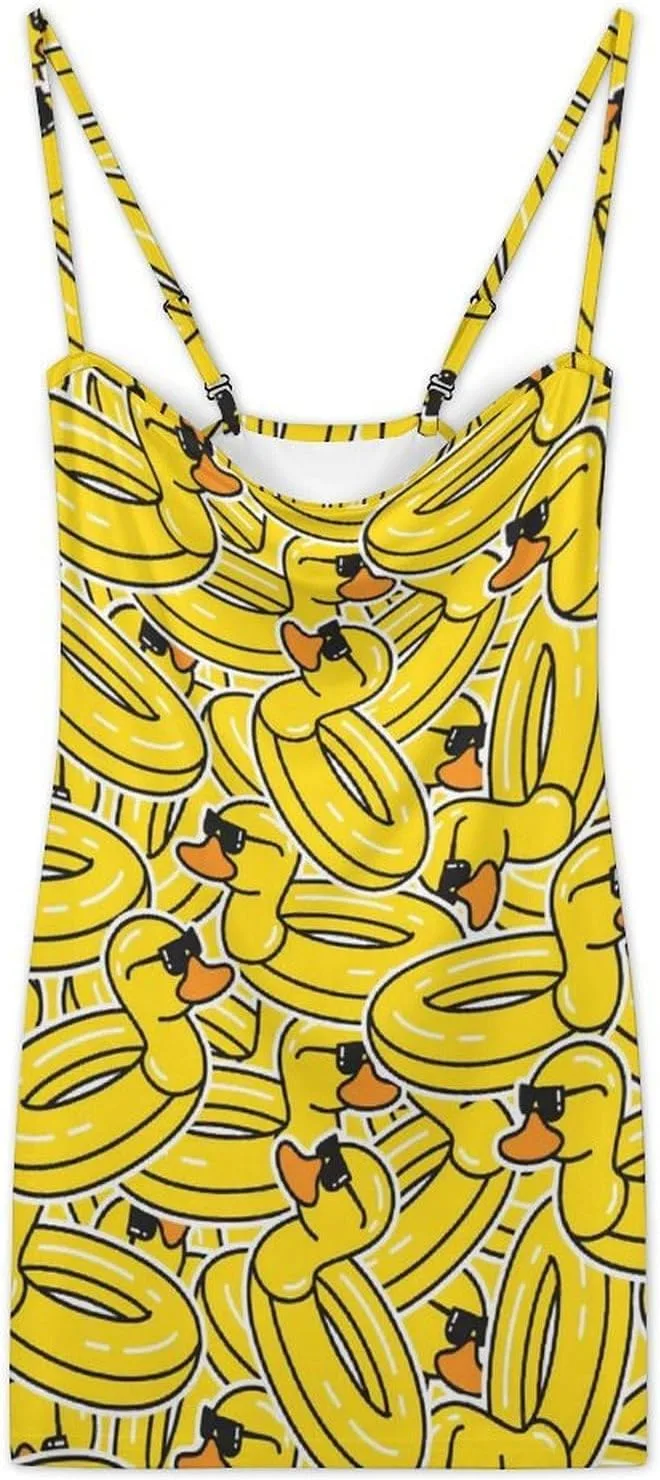 Generic Платье-футляр Yellow Rubber Ducks and Lotuses, женское, без рукавов, с открытой спиной, повседневное — фото 3