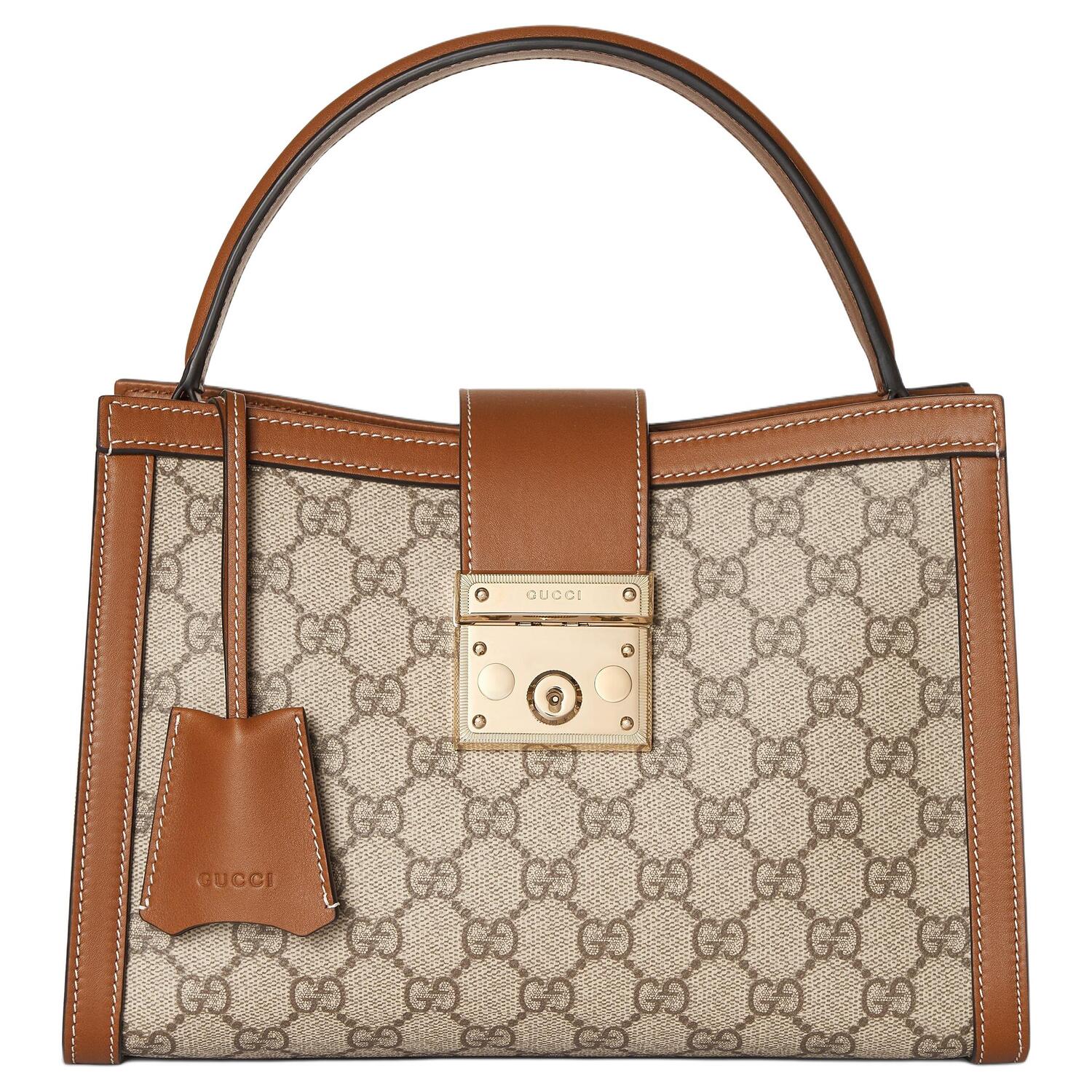 

GUCCI Женская коричнево-бежевая сумка через плечо среднего размера