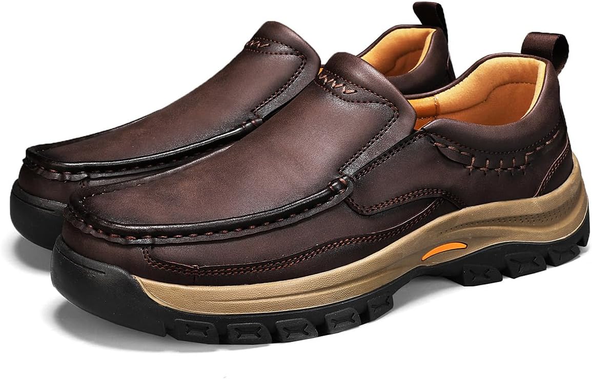 

Мужские лоферы Dacnakby с отделкой слип-он, удобные кожаные мокасины для повседневной носки, с прочной подошвой, для работы, офиса и активного отдыха, коричневый