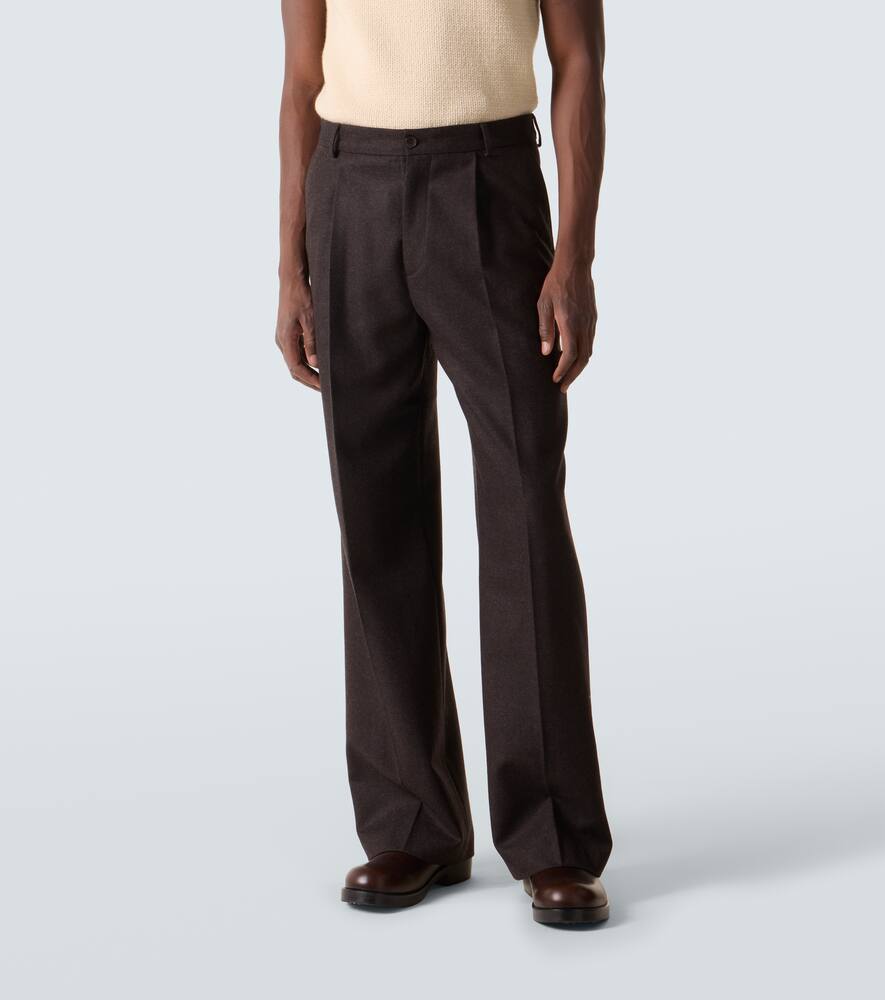 Широкие брюки из шерстяного фланели Dries Van Noten, Dark Brown — фото 3