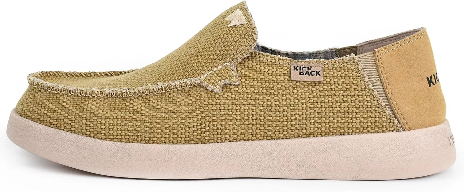 Мужские лоферы Kickback Barbeach Canvas без шнурков - легкие кеды без шнурков - с кожаной подкладкой и стелькой из пены с эффектом памяти - повседневные летние туфли без шнурков для мужчин, Mustard