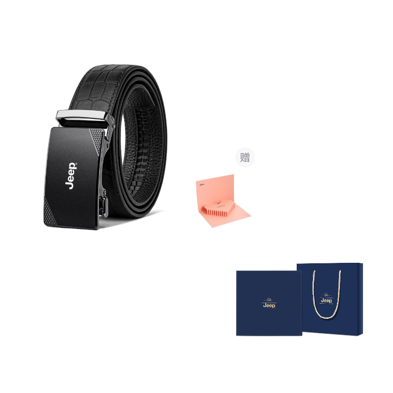

Jeep Кожаный ремень мужской черный ширина 35 см