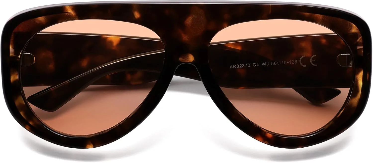 

Модные солнцезащитные очки-авиаторы для женщин и мужчин в стиле ретро 90-х, прямоугольные, обтекаемой формы, увеличенного размера AR82372 HERJOUR, C8 Tortoise/Pink