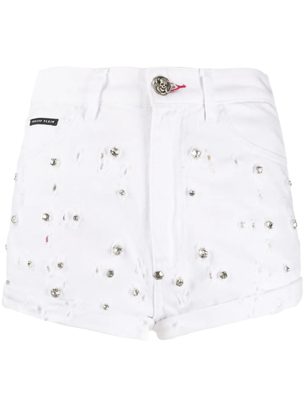 

Джинсовые шорты с заклепками Philipp Plein, белый