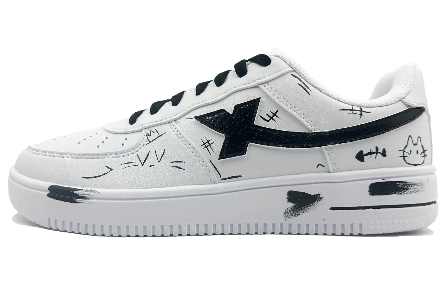 

XTEP Кроссовки Air Force One с низким верхом для скейтборда, противоскользящие, износостойкие, мужские, черно-белые