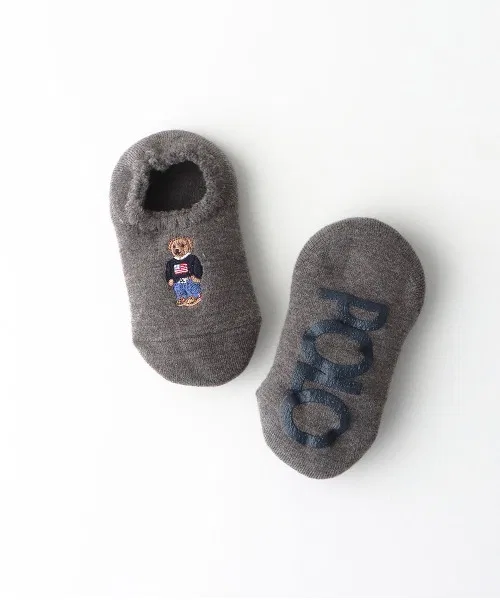 Детские комнатные носки Polo Ralph Lauren с флагом и медведем, серые