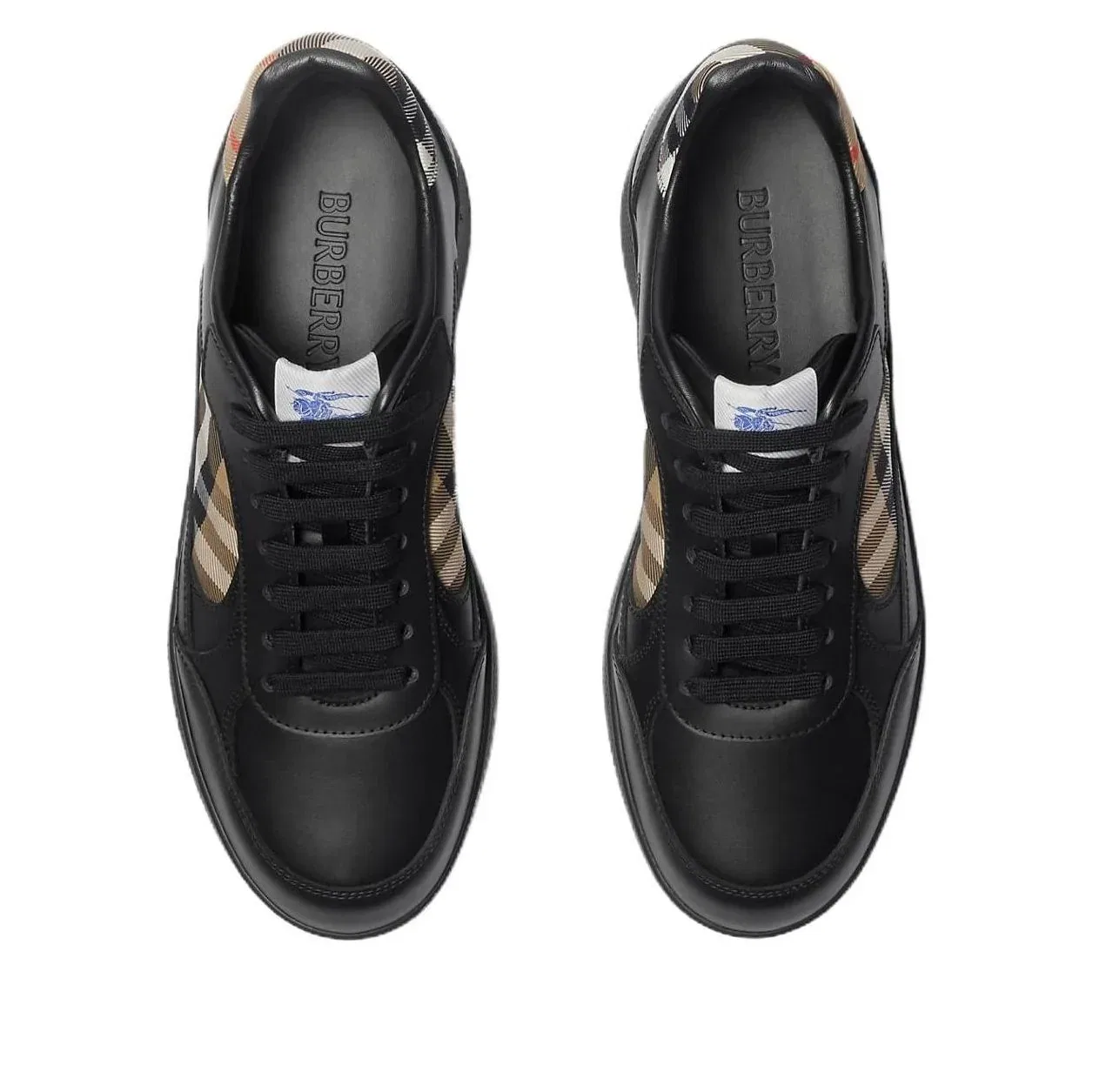 Кроссовки Burberry 26 Leather and Check Terrace Sneakers 'Black Sand' 81086501, черный — фото 2