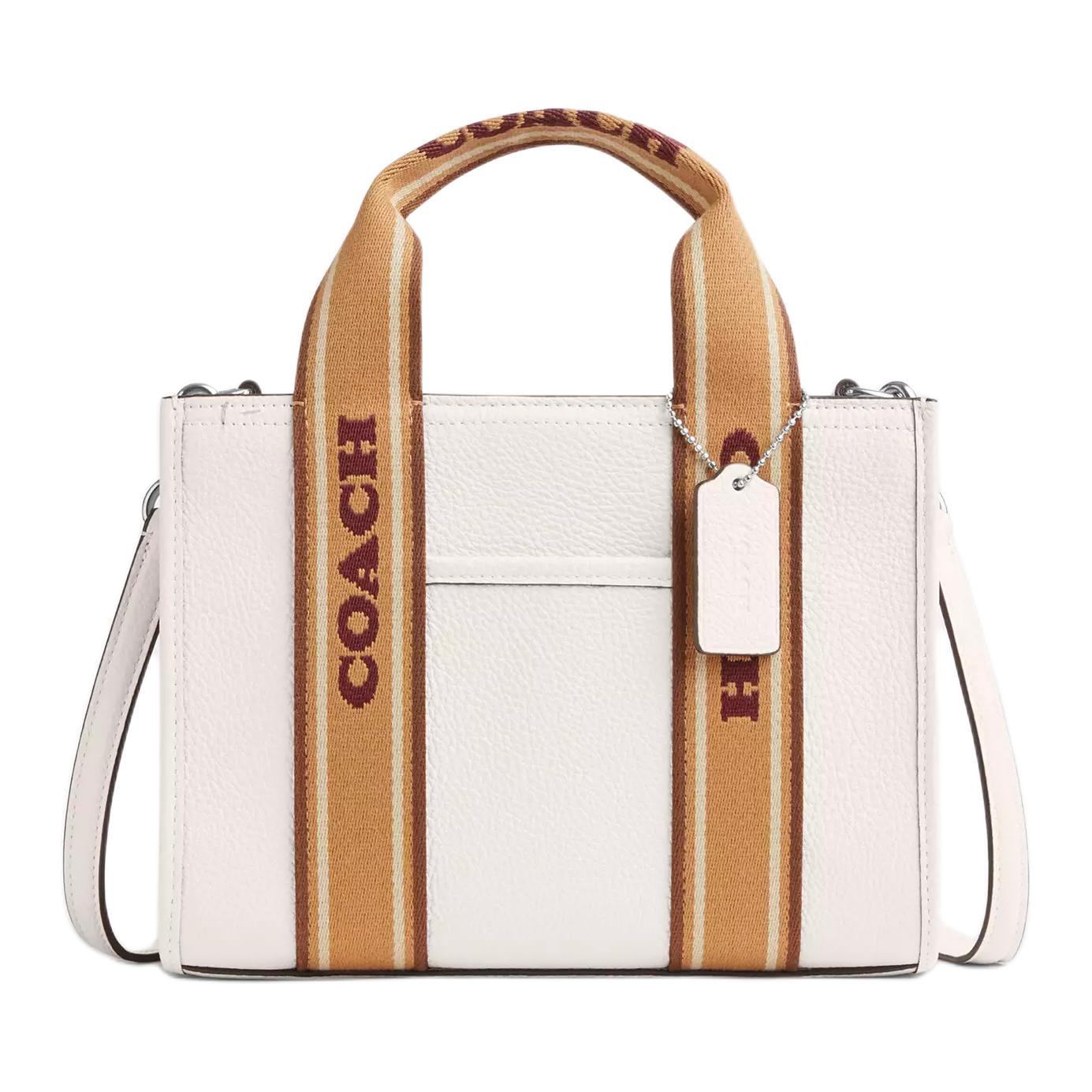 

Кожаная сумка Smith Tote, шоппер, женская сумка Medium бело-коричневая COACH, Set (Bag+Dust Bag)