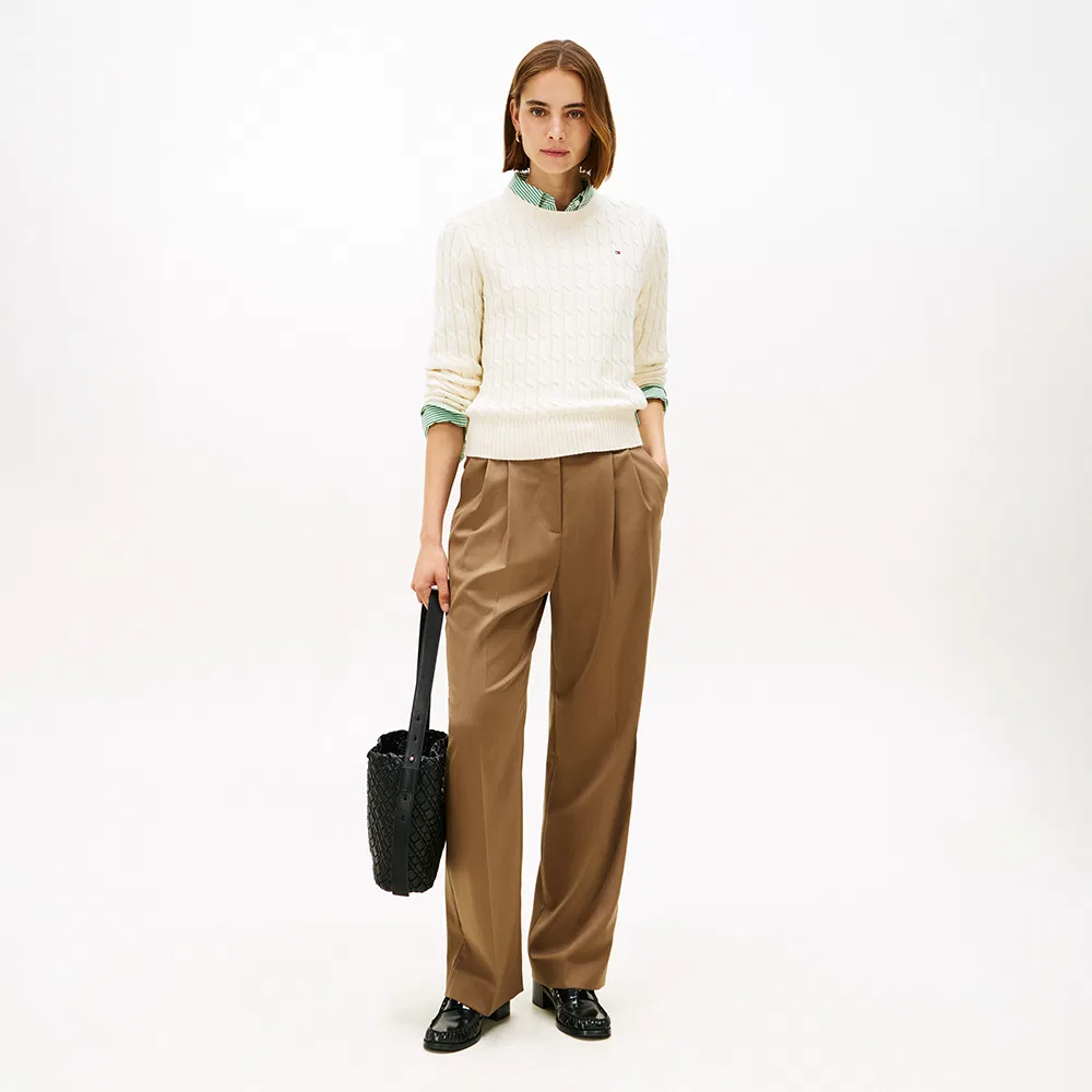 Женский хлопковый джемпер крупной вязки, айвори, от Tommy Hilfiger Women — фото 3