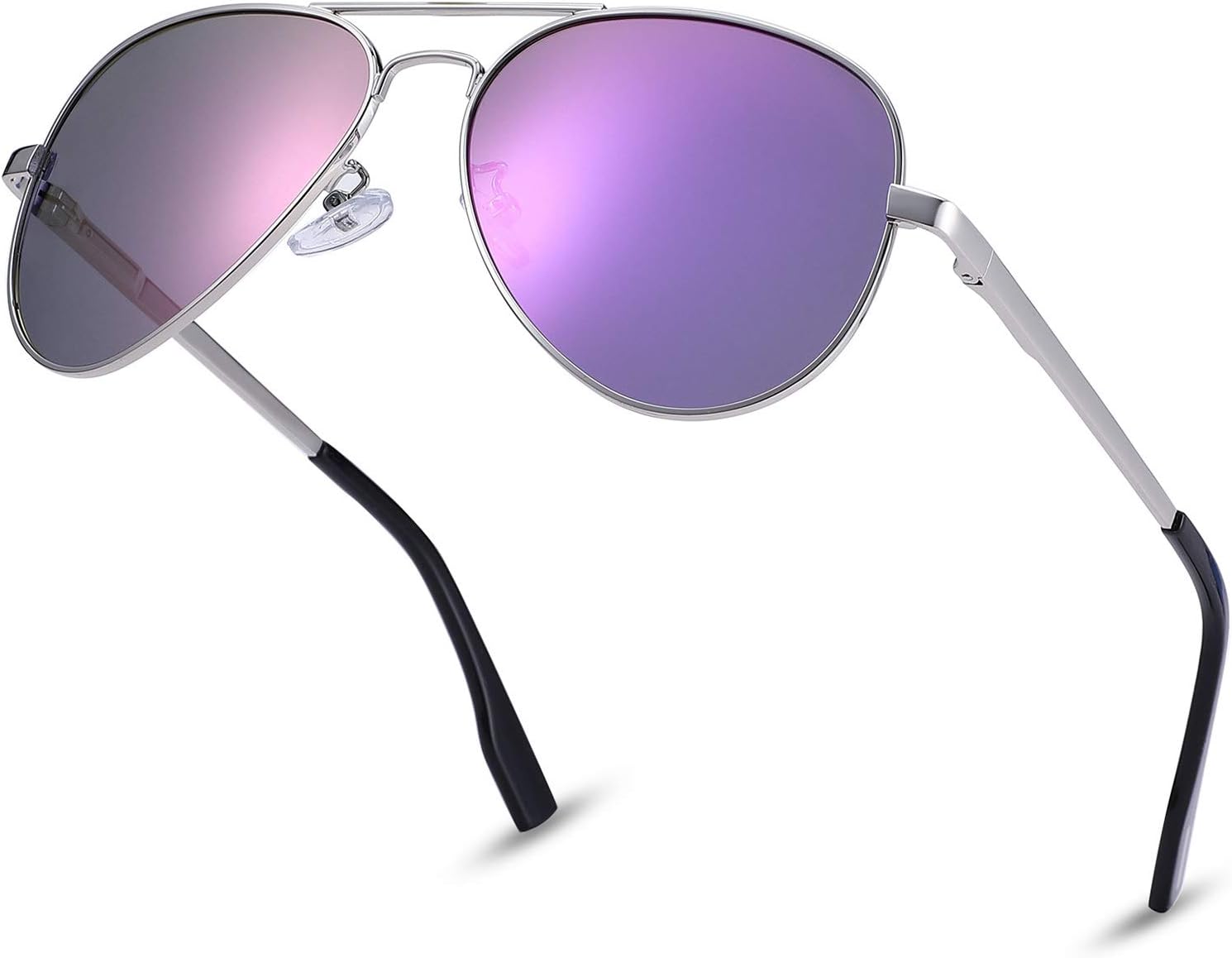 

Поляризованные солнцезащитные очки-авиаторы NULOOQ Extra Small для женщин, мужчин, подростков и детей с маленьким лицом, диаметр линз 52 мм и 58 мм, B5* Silver/Purple Mirrored