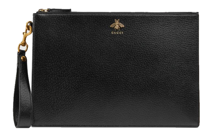

GUCCI Мужской черный клатч из коровьей кожи серии Animalier