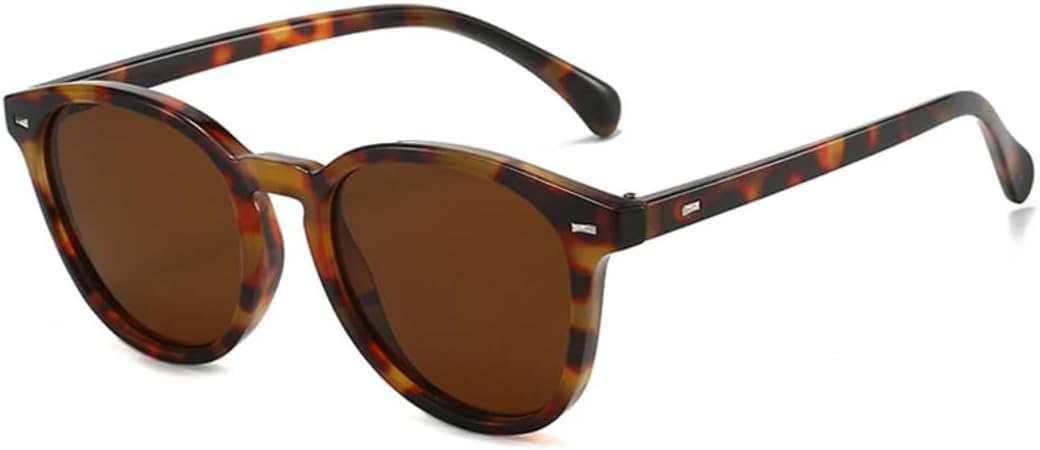 

Ретро овальные женские солнцезащитные очки с заклепками, модные прозрачные линзы цвета океана, защита от УФ-излучения UV400, трендовые мужские очки в стиле панк UUPTTPL, Leopard Tea