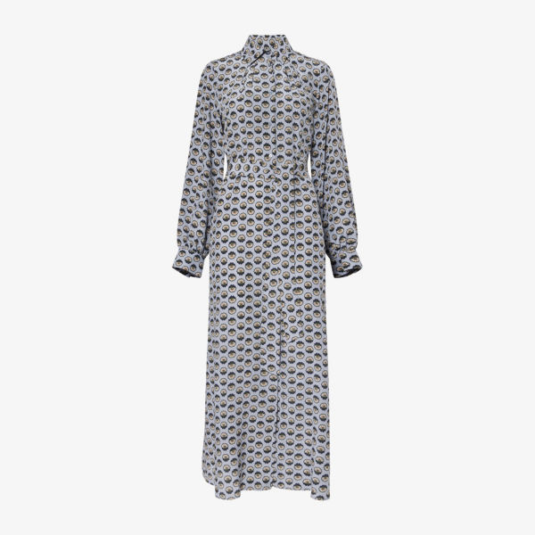 

Платье Max Mara Weekend с поясом и принтом, серый