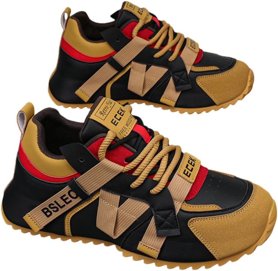 

Мужские стильные кроссовки в уличном стиле с контрастными вставками, удобные, нескользящие, прочные, с толстой подошвой, подходят для активного отдыха на улице Hhhchpm, черный