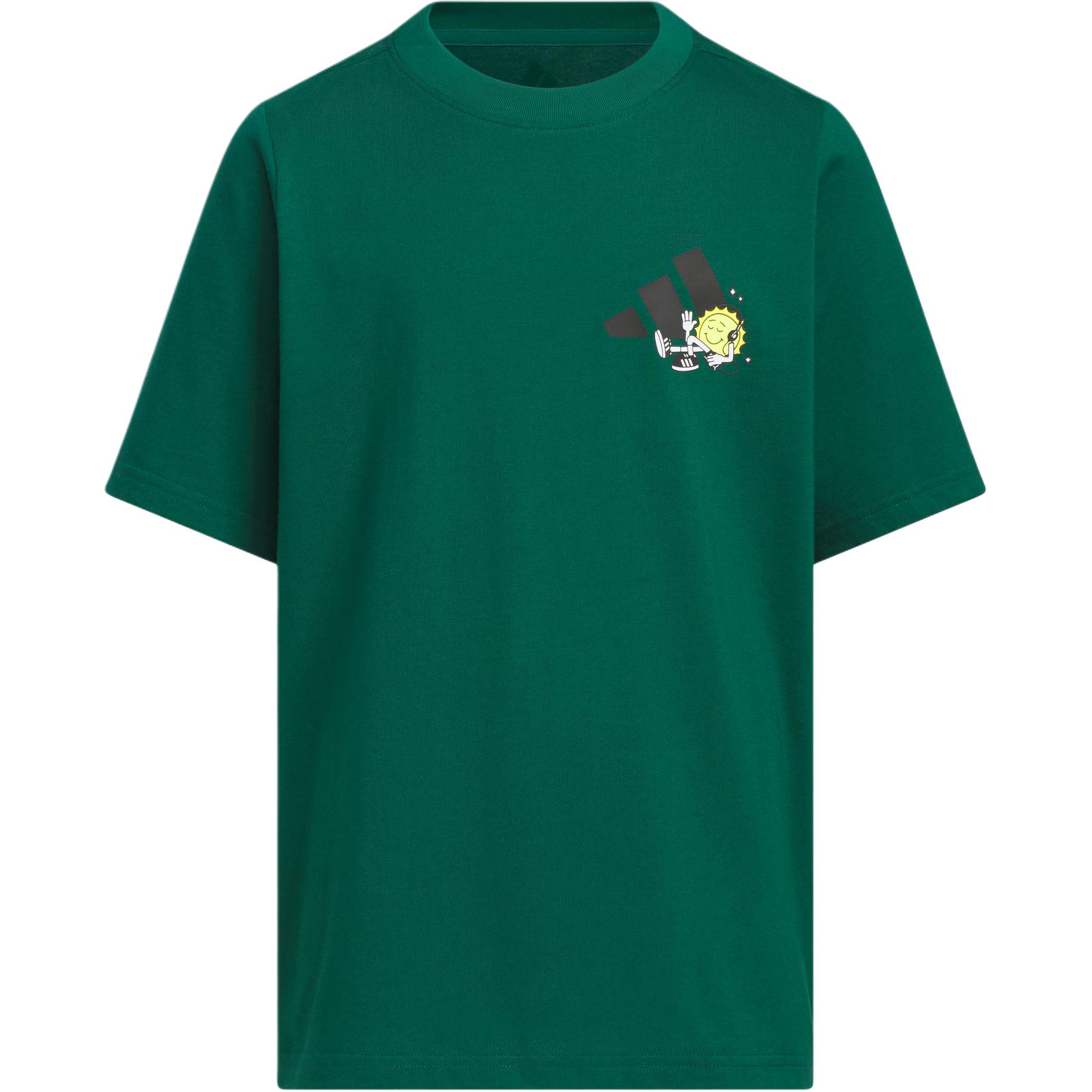 Adidas Повседневный спортивный комплект GRAPHIC TEE Black/Forest Green для детей 3-7 лет — фото 4