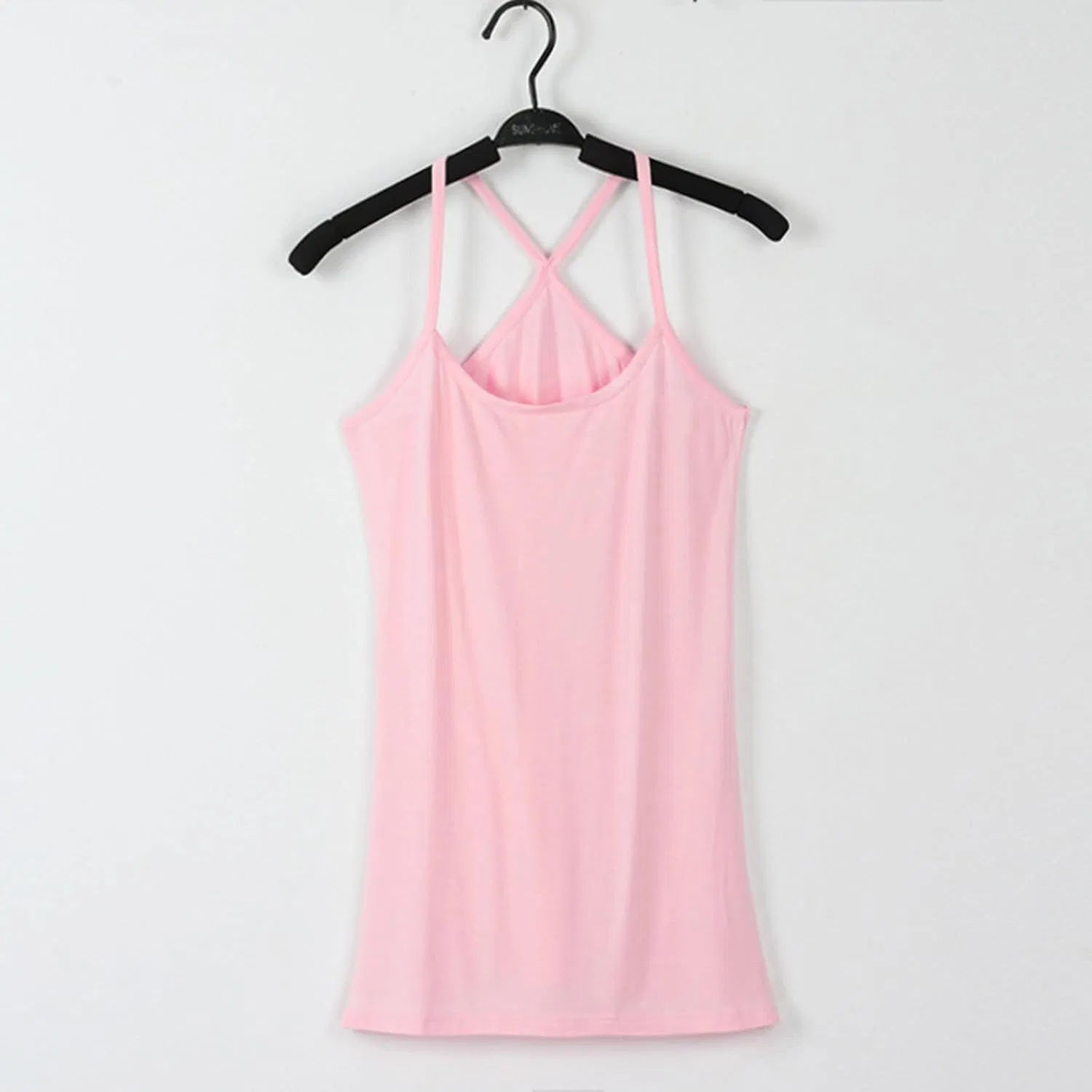 Майка женская на тонких бретелях, свободный крой, A01_pink — фото 2
