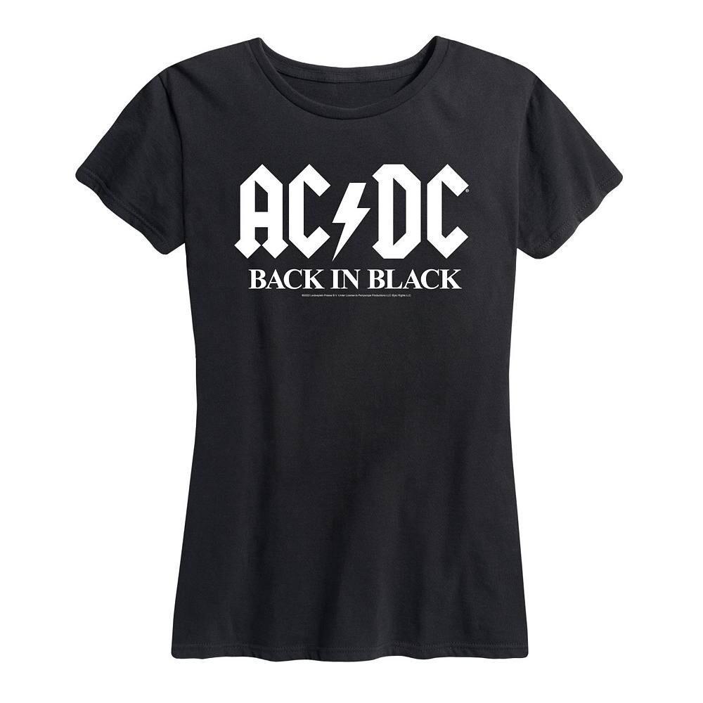 

Женская черная футболка ACDC Back In с рисунком Licensed Character, черный