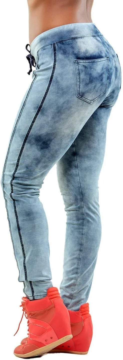 

Poetic Justice джинсовые джоггеры для женщин с фигурой curvy, синие, из трикотажного френч тери