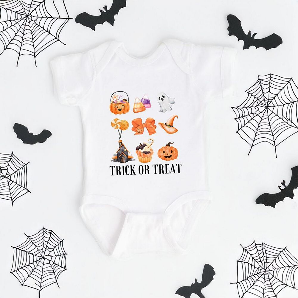 Детское боди Trick Or Treat Chart The Juniper Shop, цвет Heather Grey — фото 2