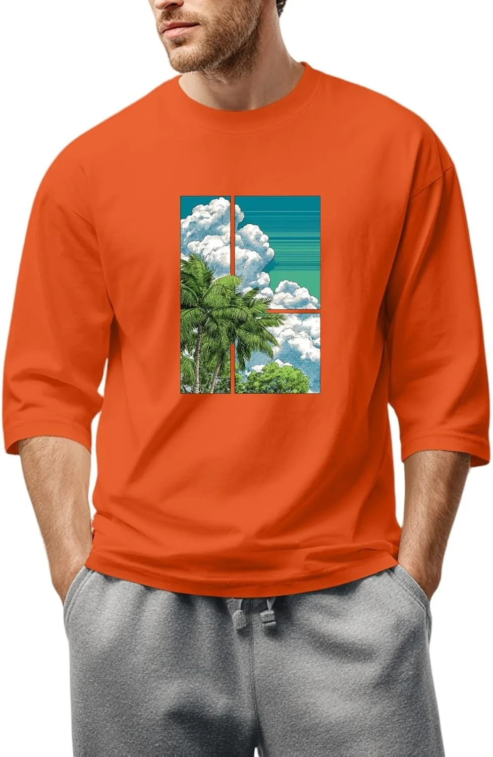 

WENKOMG1 мужская футболка с принтом, 3/4 рукава, S-3XL