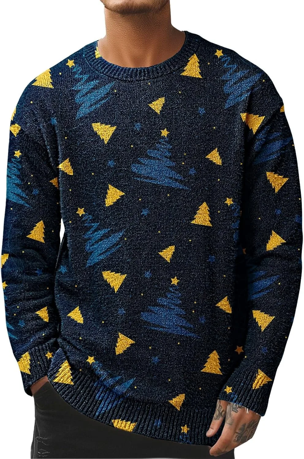 

Мужской свитер Ugly Christmas с оленями и снежинками