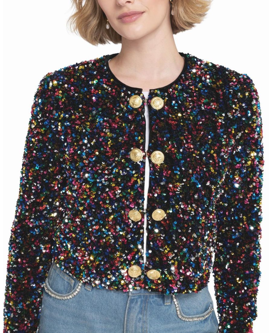 

Женская укороченная куртка-косуха с пайетками ELLE Collection, Black