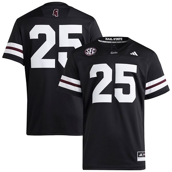 Мужская футболка Mississippi State Bulldogs Premier Strategy #25 черная Adidas — фото 2