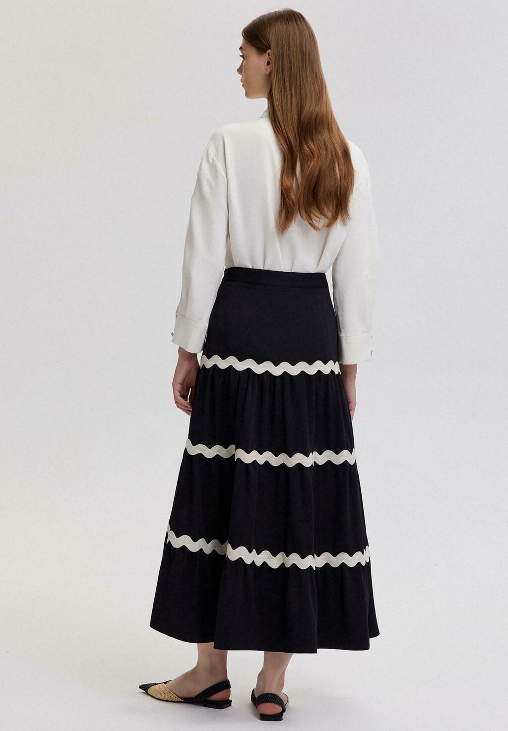 

Юбка макси STRIPE DETAILED FLOUNCE Touché Privé, черный