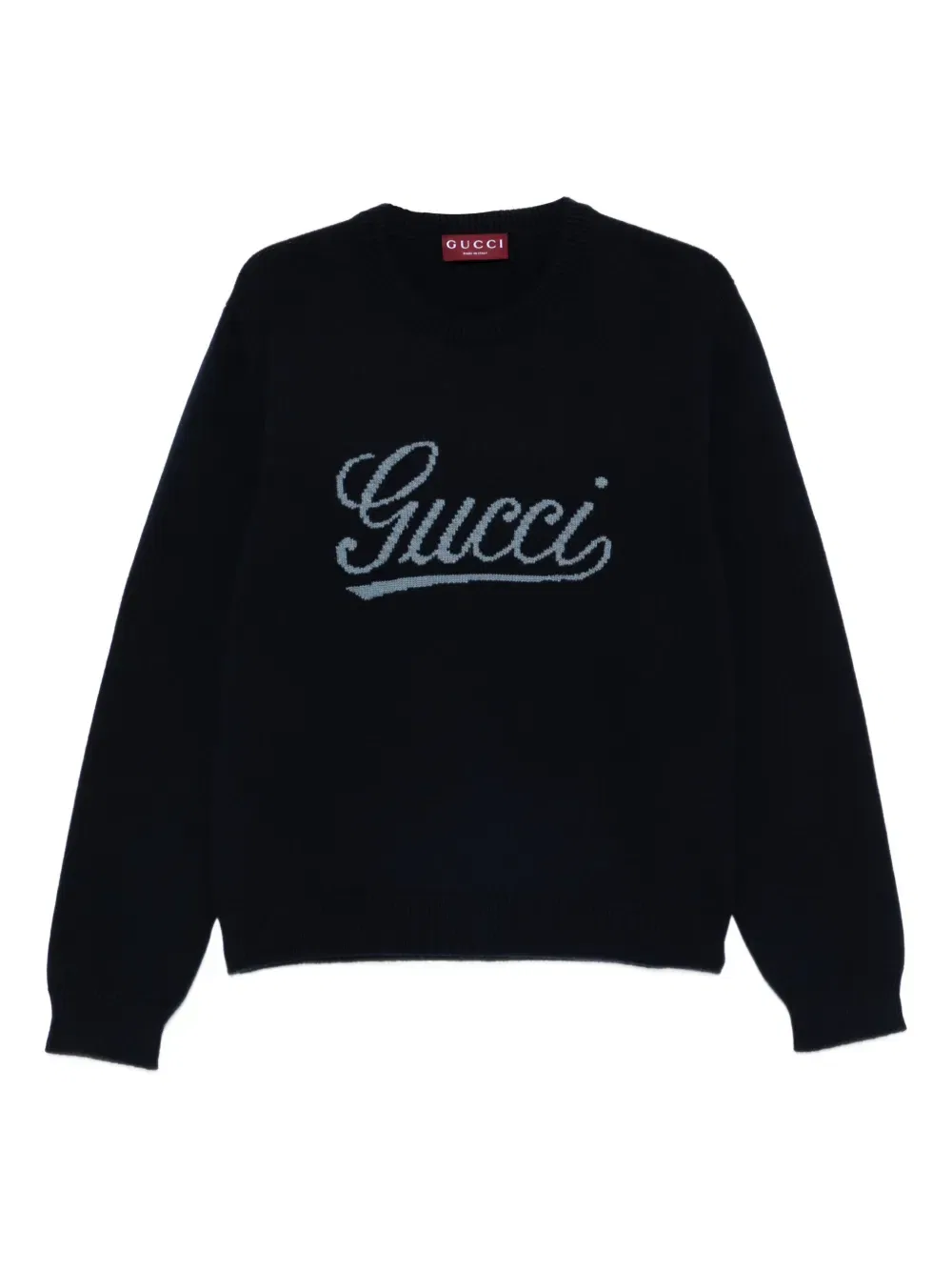 Свитер Gucci с логотипом, круглый вырез, длинные рукава, синий