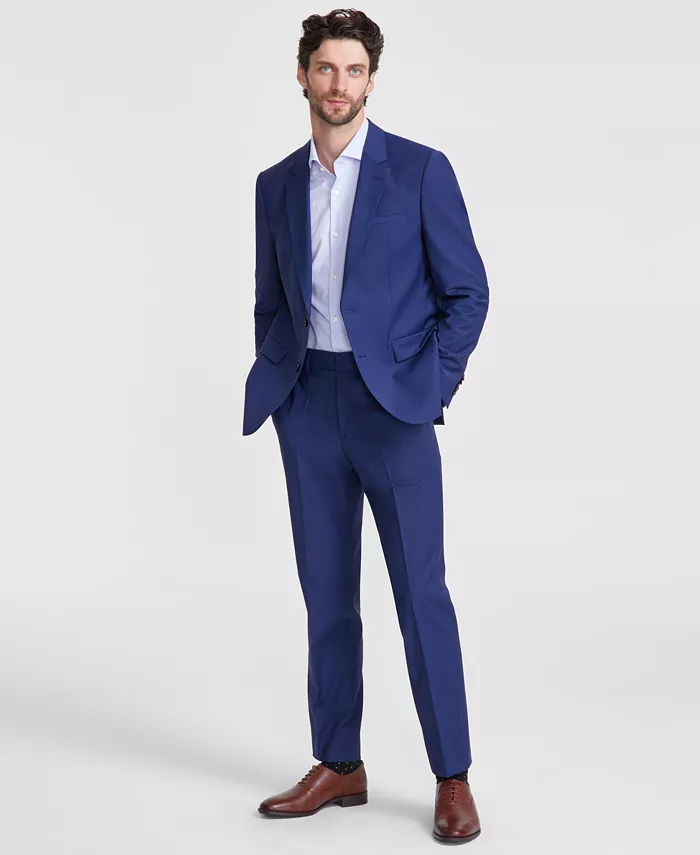 

Мужской современный костюм из шерстяной смеси Hugo Boss, синий