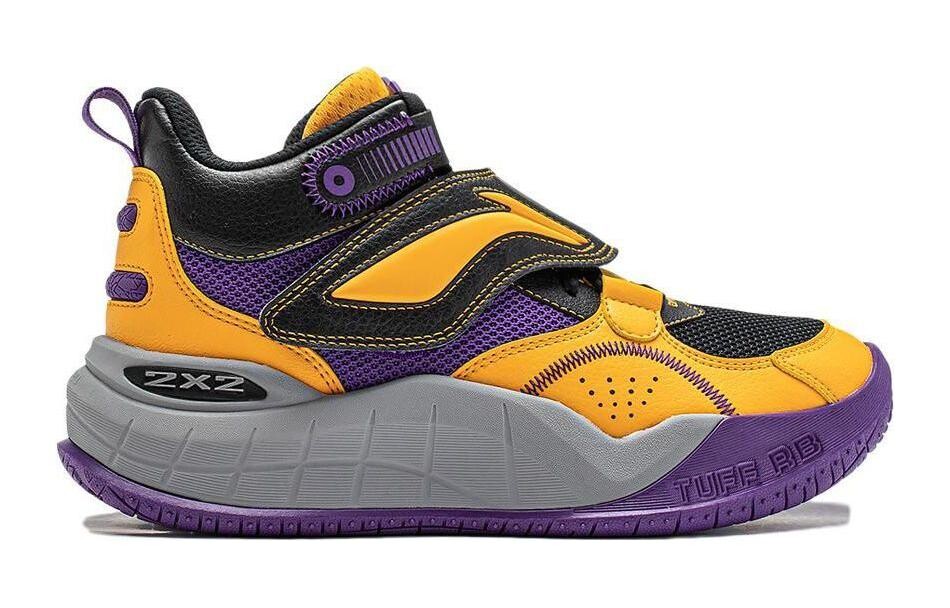 Детские баскетбольные кроссовки Pre-domain GS High-top Black/Iron Purple/Medium Yellow Lining Young, черный/фиолетовый/желтый — фото 2