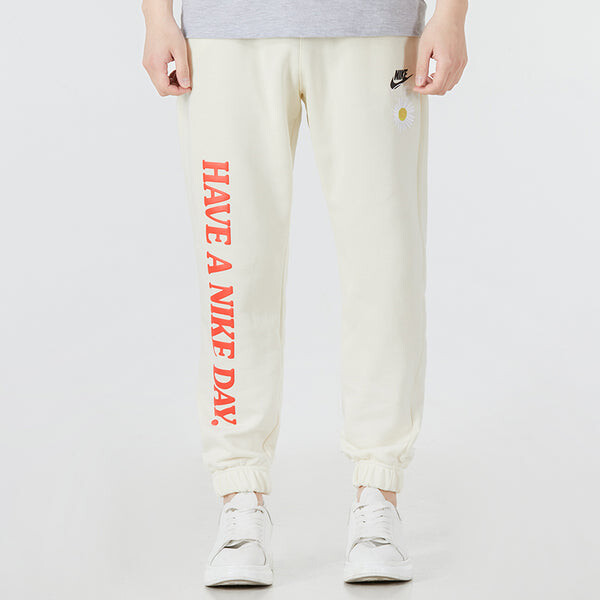 Брюки men's alphabet printing daisy sports pants/trousers/joggers creamy white Nike, мультиколор — фото 3