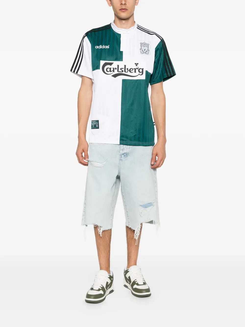 Футболка «Ливерпуль» с тремя полосами Adidas, зеленый — фото 2