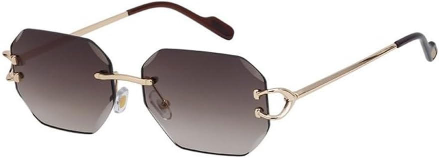 

Ретро-солнцезащитные очки без оправы для женщин и мужчин, роскошные маленькие солнцезащитные очки без оправы для женщин, модные металлические очки generic, C3browngray