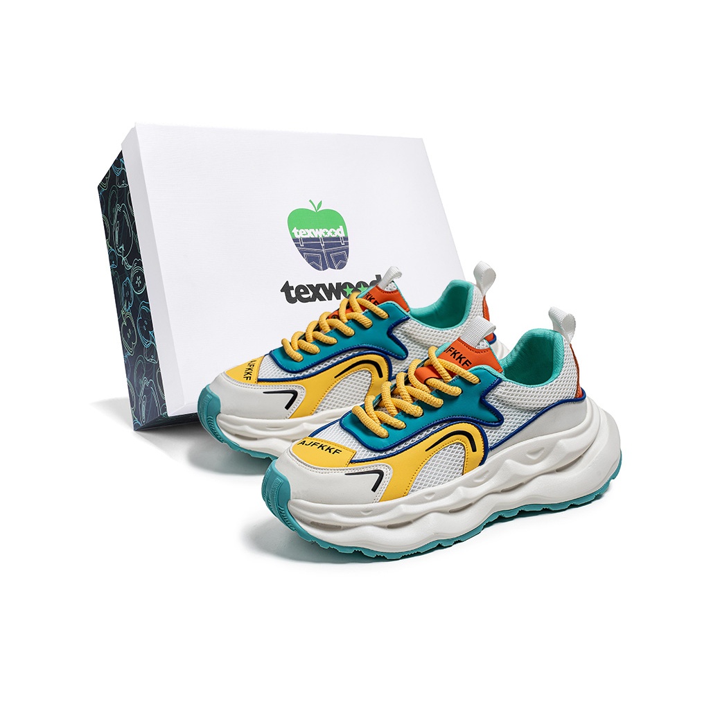 

TEXWOOD Низкие массивные кроссовки мужские бело-желтые, цвет White Yellow