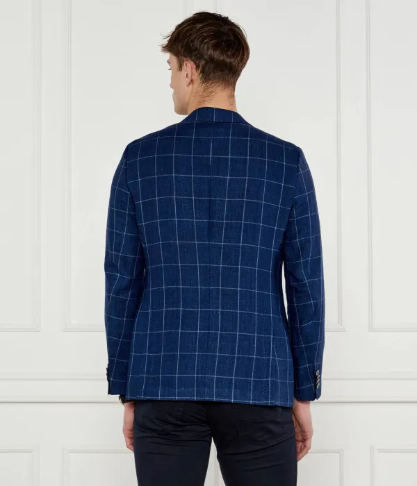 Элегантный льняной пиджак h-hutson-233 Slim fit Boss, синий — фото 3