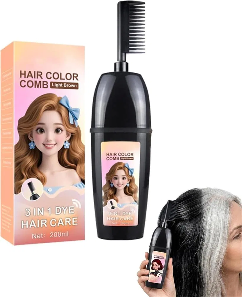 Расческа 3-в-1 для окрашивания волос со встроенной щеткой (светло-коричневый) Rietoiu, Light Brown