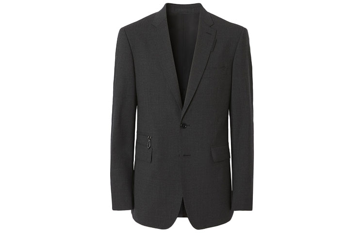 Жакет Burberry шерстяной приталенный, с эластичной тканью, Dark Heather серый — фото 3