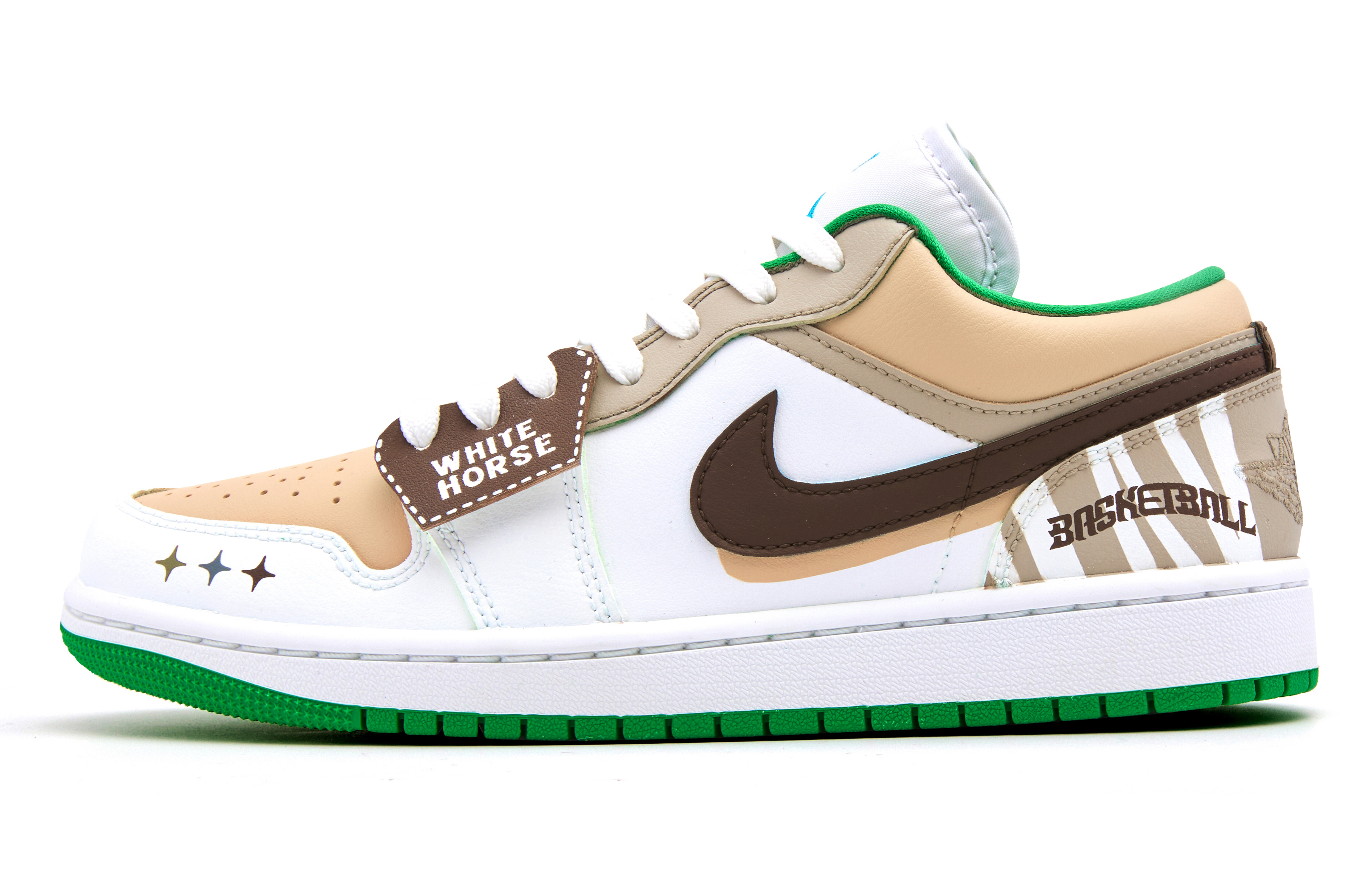 

Кроссовки Air Jordan 1 Vintage Basketball Shoes Women's Low-top White/Brown, цвет Customized