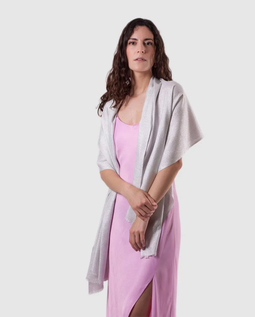 

Женская серебряная праздничная шаль из вискозы MR Complements