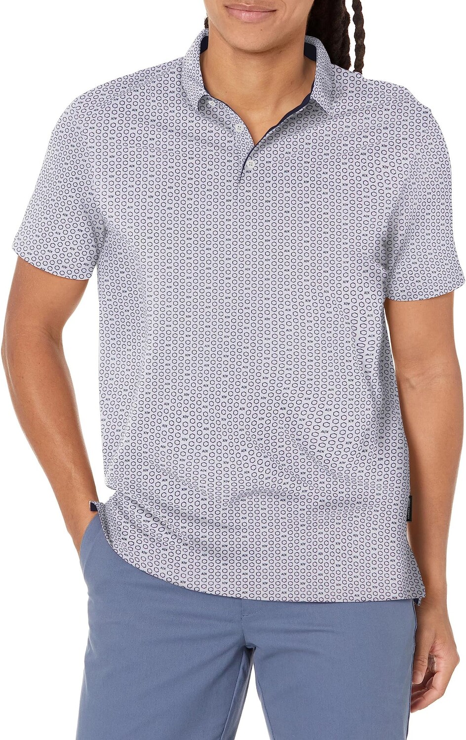 

Рубашка-поло All Over Micro Print Polo Armani Exchange, цвет White Micro Exagon