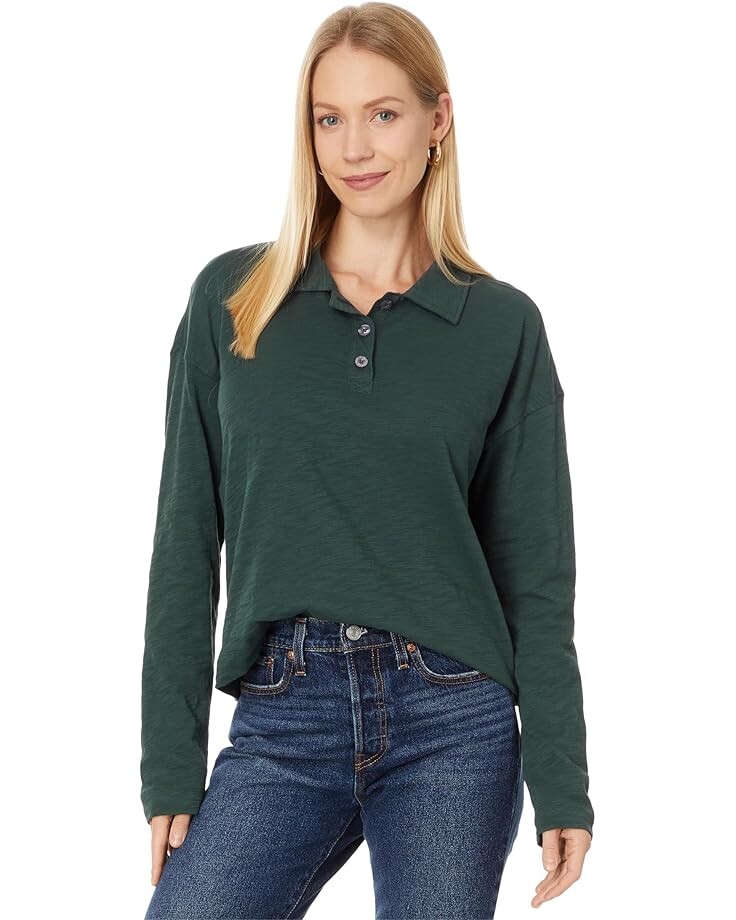 

Поло Lilla P Long Sleeve Drop Shoulder Polo, цвет Evergreen