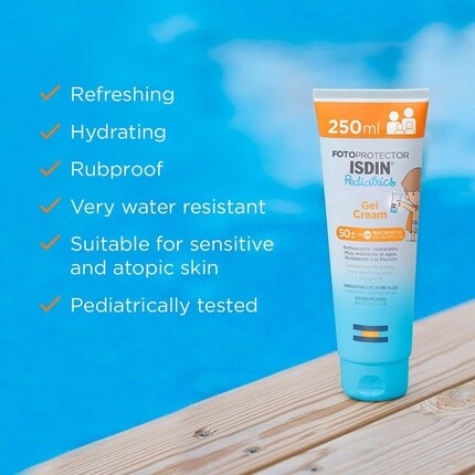 Педиатрический гель-крем Spf 50 250 мл охлаждающий и увлажняющий солнцезащитный крем, Isdin — фото 3