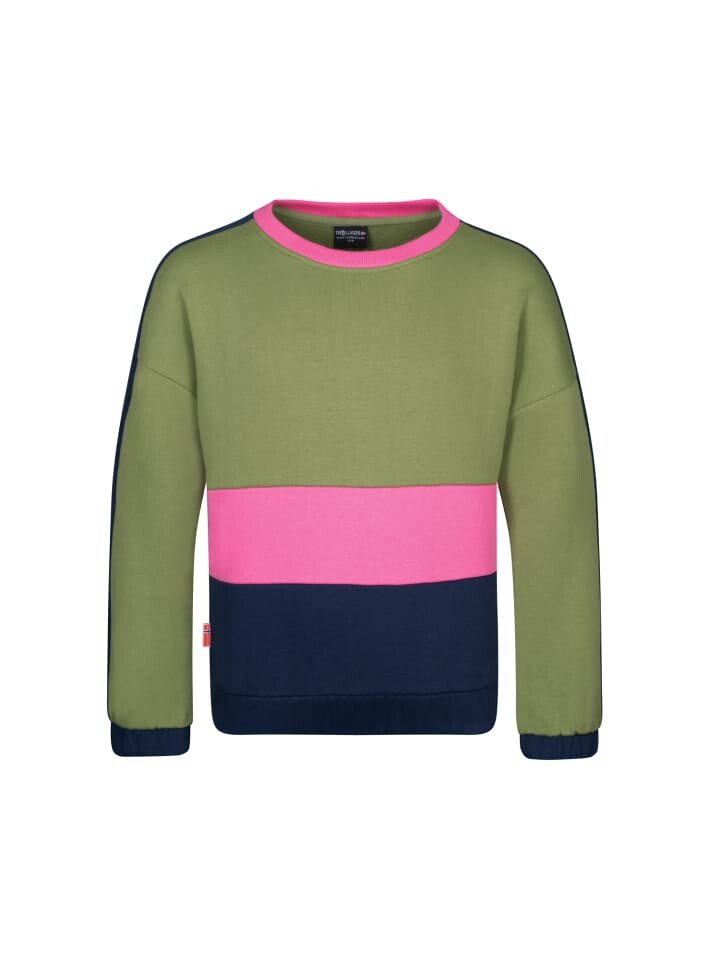 

Пуловер Trollkids Sweatshirt Verdal, цвет dusky olive/light magenta