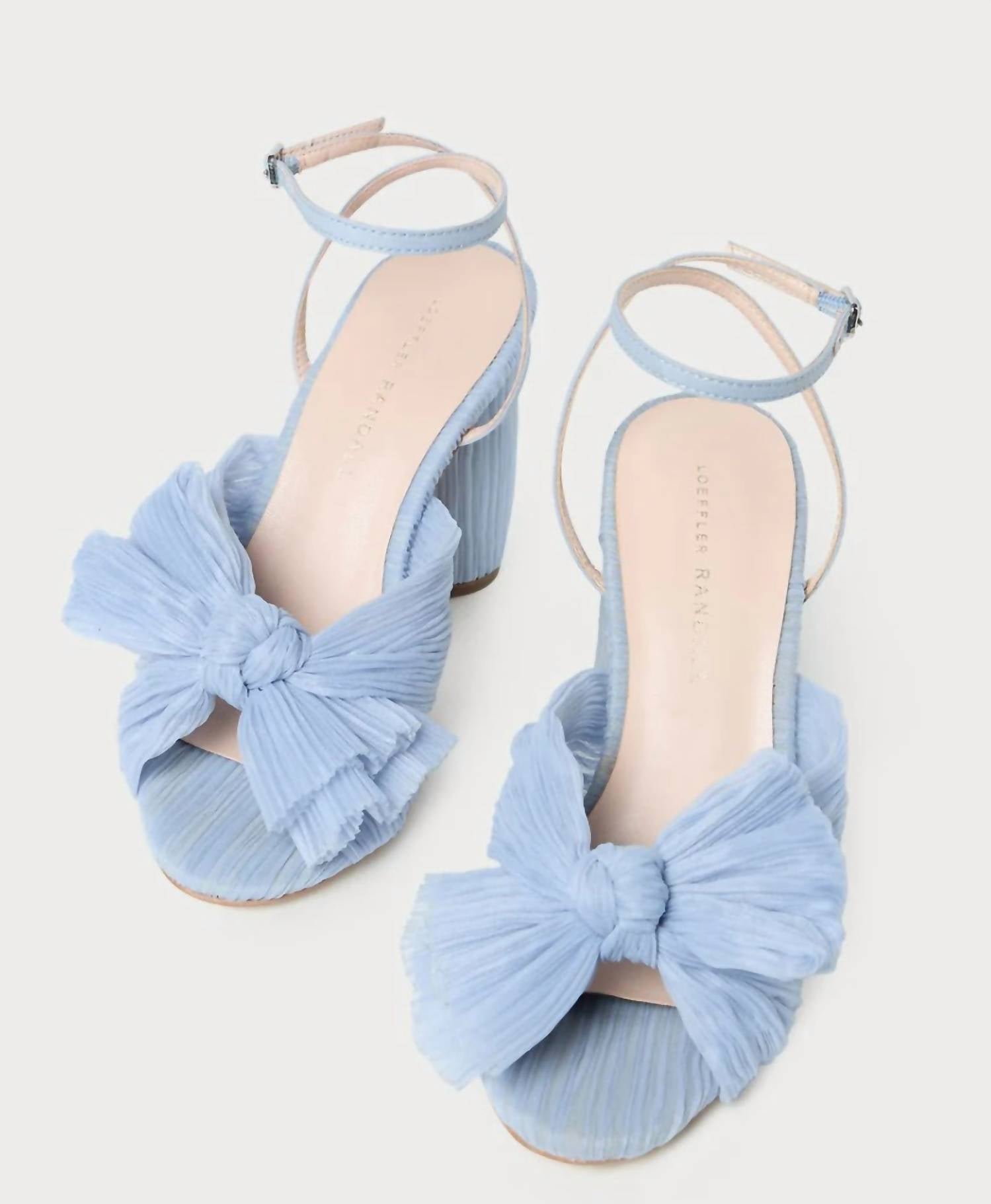 Женские туфли Camellia с бантом и складками на каблуке синего цвета Loeffler Randall — фото 4