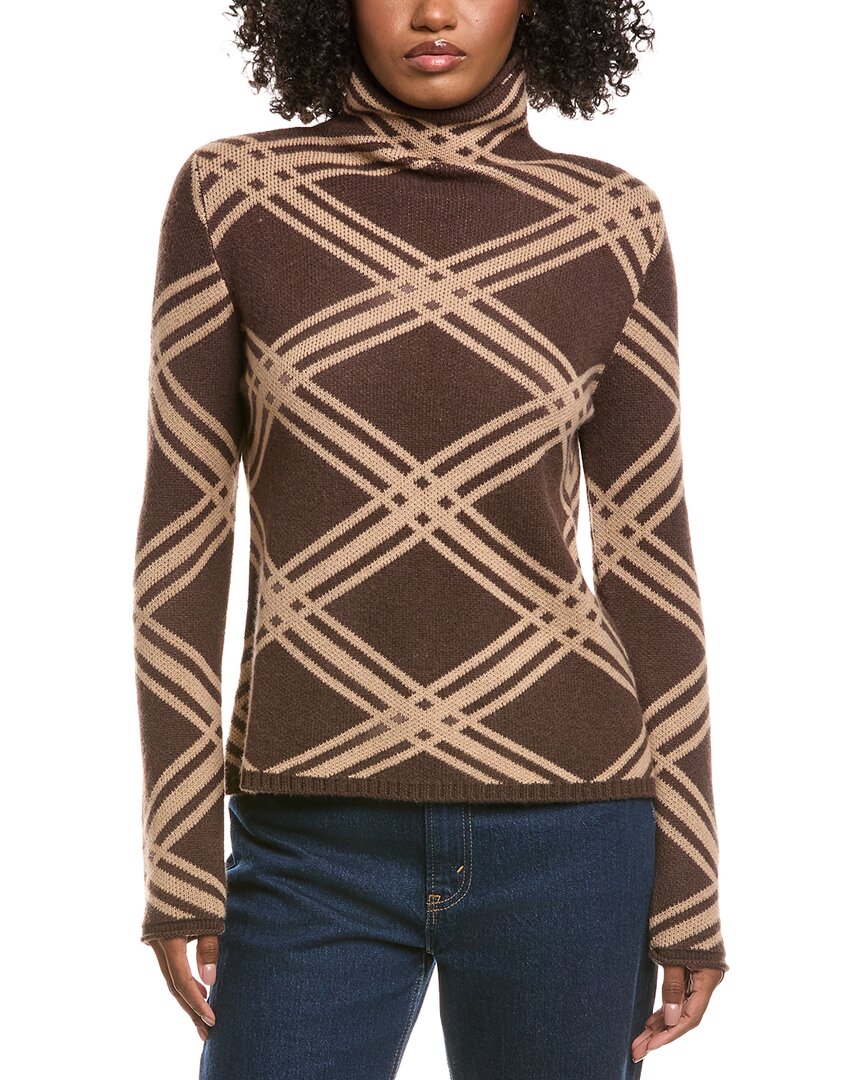 

Свитер Hannah Rose из смеси шерсти и кашемира с воротником-стойкой в ​​клетку Hannah Rose, коричневый