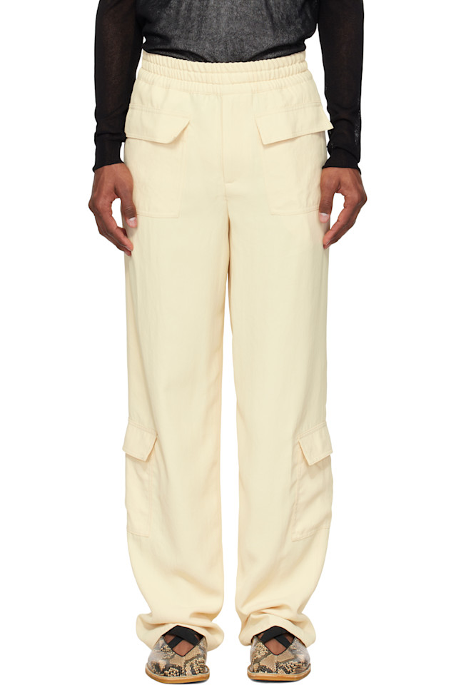 

Твиловые карго-брюки Dries Van Noten, цвет cream